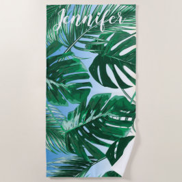 Green Custom Tropical Island Vacation Party Strandtuch