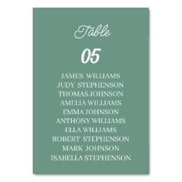 Green Custom Wedding Tischnummer