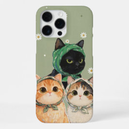 Green Cute Cat Phone Case Kawaii Kitten Aesthetic iPhone 16 Pro Max Hülle