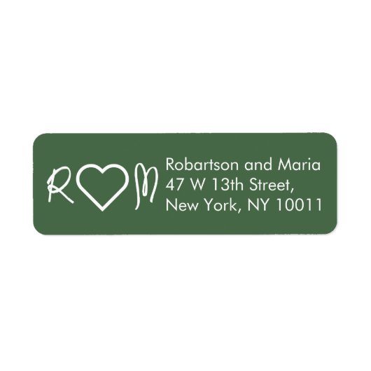 Green Cute Couple Monogram Heart Return Address (Vorne)