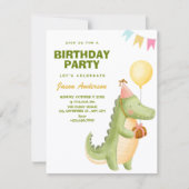 Green cute crocodile birthday einladung (Vorderseite)