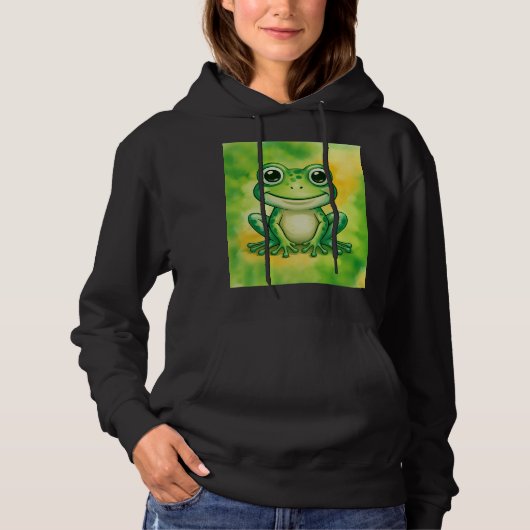 Green cute frog hoodie (Vorderseite)