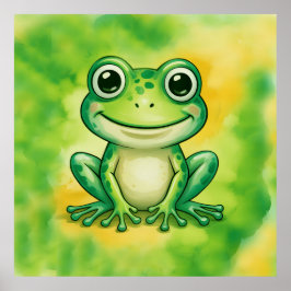 Green cute frog poster