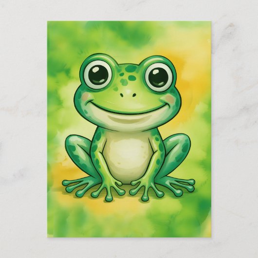 Green cute frog postkarte (Vorderseite)