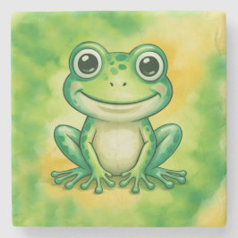 Green cute frog steinuntersetzer
