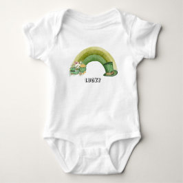 Green cute rainbow party patrick's day baby strampler
