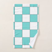 Green Cyan Chessboard Badhandtuch Set (Handtuch)