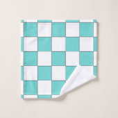 Green Cyan Chessboard Badhandtuch Set (Waschlappen)