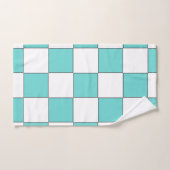 Green Cyan Chessboard Badhandtuch Set (Handtuch)
