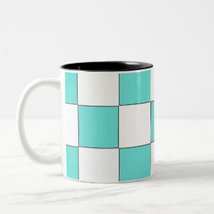 Green Cyan Chessboard Zweifarbige Tasse