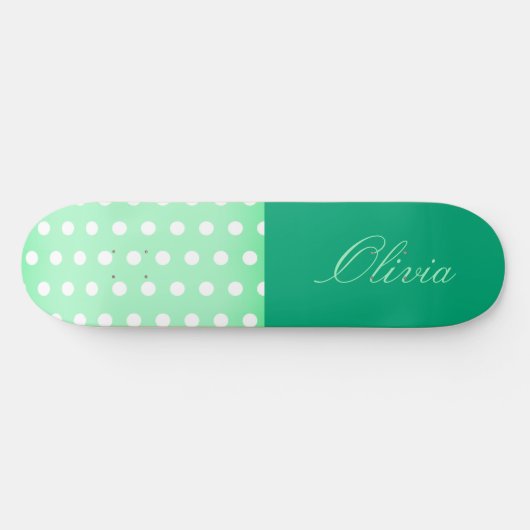 Green-cyan Poka Dot Skateboard (Horizontal)