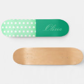 Green-cyan Poka Dot Skateboard (Horizontal)