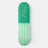 Green-cyan Poka Dot Skateboard (Vorderseite)
