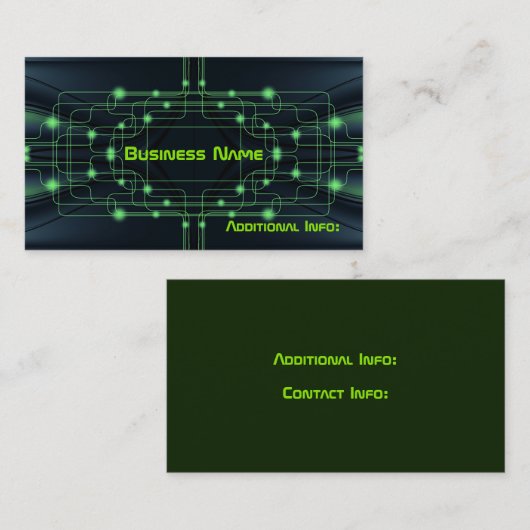 Green Cyber Circuits Business Card Visitenkarte (Vorne/Hinten)