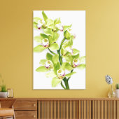 Green Cymbidium Orchid Blume Wrapped Canvas Print Leinwanddruck (Insitu (Wohnzimmer))