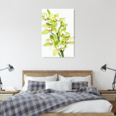 Green Cymbidium Orchid Blume Wrapped Canvas Print Leinwanddruck (Insitu (Schlafzimmer))