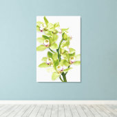 Green Cymbidium Orchid Blume Wrapped Canvas Print Leinwanddruck (Insitu (Holzboden))