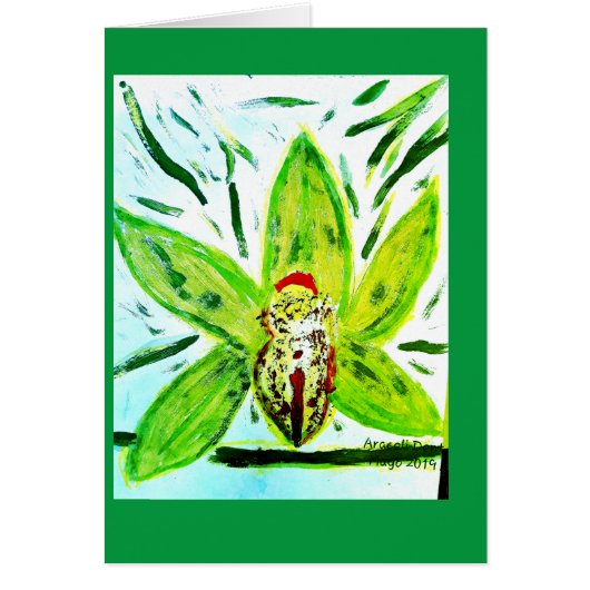 Green Cymbidium Orchid Card (Vorne)