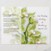 Green Cymbidium Orchid Floral Wedding Programm (Vorderseite)