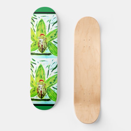 Green Cymbidium Orchid Skateboard (Vorderseite)