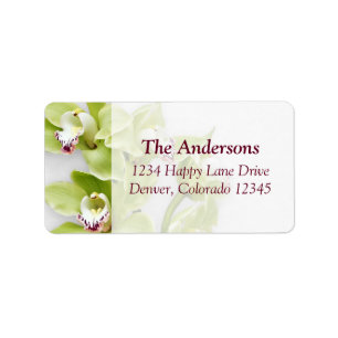 Green Cymbidium Orchid Wedding Address Labels Adressaufkleber
