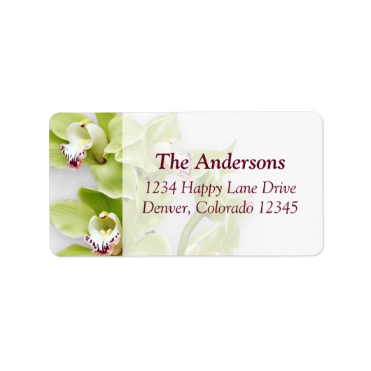 Green Cymbidium Orchid Wedding Address Labels Adressaufkleber (Vorne)