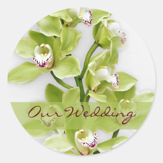 Green Cymbidium Orchid Wedding Stickers (Vorderseite)