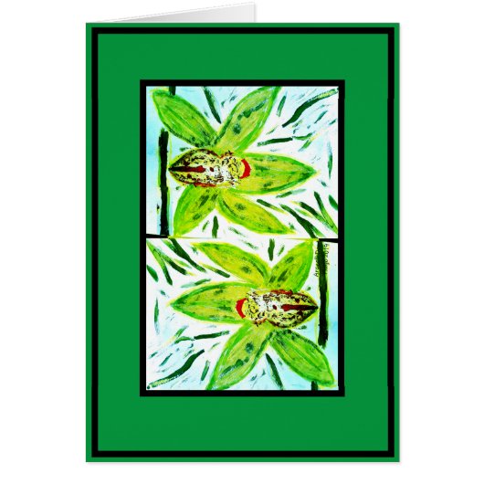 Green Cymbidium Orchids Card (Vorne)