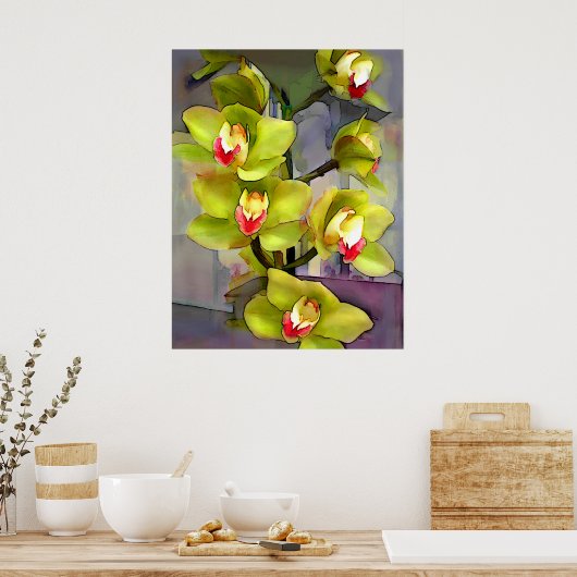 Green Cymbidium Orchids Poster (Küche)