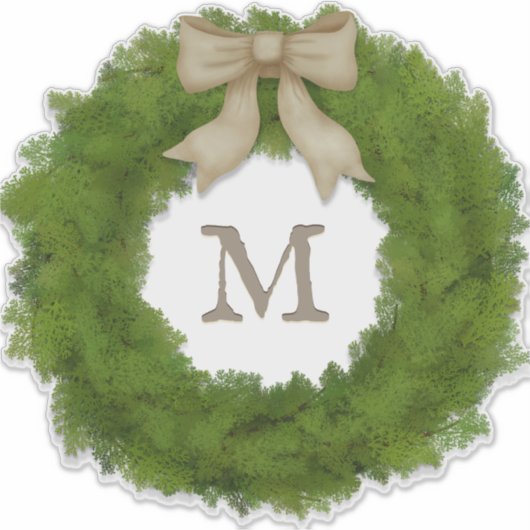 Green Cypress Kranz mit Bow Custom Monogram Aufkleber (Vorderseite)