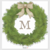 Green Cypress Kranz mit Bow Custom Monogram Aufkleber (Blatt)