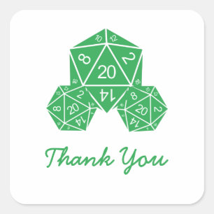 Green D20 Dice Danke Stickers