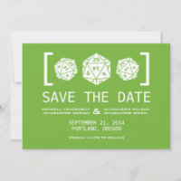 Green D20 Dice Gamer Save the Date einladen