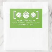 Green D20 Dice Gamer Save the Date Stickers (Tasche)