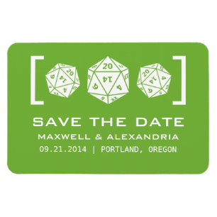 Green D20 Dice Gamer speichern das Datumsfenster Magnet