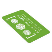 Green D20 Dice Gamer speichern das Datumsfenster Magnet (Rechte Seite)