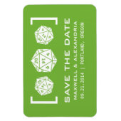 Green D20 Dice Gamer speichern das Datumsfenster Magnet (Vertikal)
