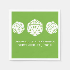 Green D20 Dice Gamer Wedding Paper Napkins Serviette