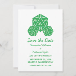 Green D20 Dice Save the Date einladen Einladung