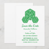 Green D20 Dice Save the Date einladen Einladung (Vorne/Hinten)