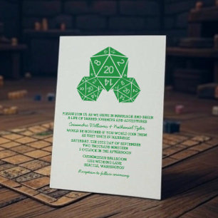 Green D20 Dice Wedding Einladung