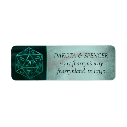 Green D20 | Fantasy Tabletop Würfel Address (Vorne)