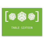 Green D20 Würfel Gamer Wedding Table Card Tischnummer (Rückseite)