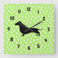 Green Dachshund Wall Clock