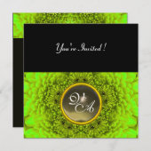 GREEN DAHLIA, AGATA, hellgrün, schwarz gelb Einladung (Vorne/Hinten)