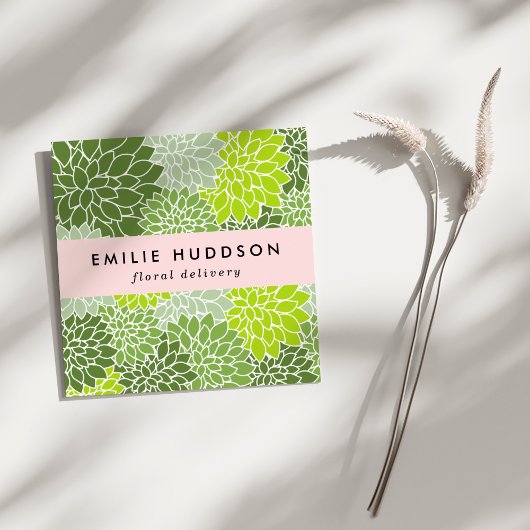 Green Dahlia Blume, Floristry, Blume Shop Quadratische Visitenkarte
