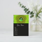 GREEN DAHLIA BLUME PETALS EMERALD GEM MONOGRAM VISITENKARTE (Stehend Vorderseite)