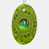 GREEN DAHLIA EMERALD MONOGRAM KERAMIK ORNAMENT (Links)
