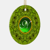 GREEN DAHLIA EMERALD MONOGRAM KERAMIKORNAMENT (Rechts)