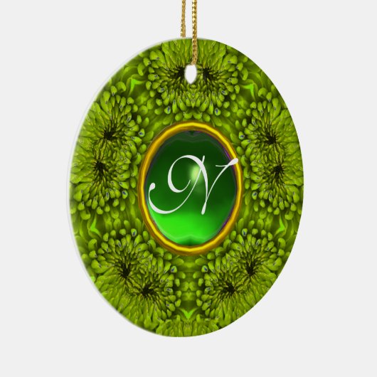 GREEN DAHLIA EMERALD MONOGRAM KERAMIKORNAMENT (Rechts)